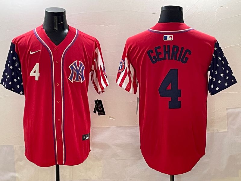 Men New York Yankees #4 Gehrig Red a generation of national flags Jointly Name 2025 Nike MLB Jersey style 2